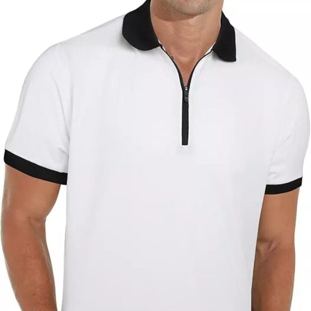 NEW TR Premium Zip Placket Polo for men White CVPL-49 Size Small